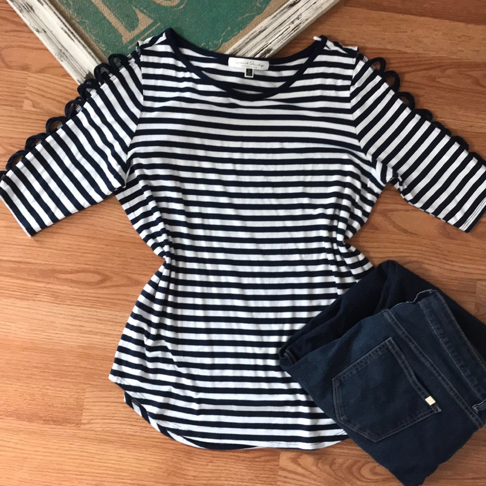 NWOT Navy/White Striped Top
